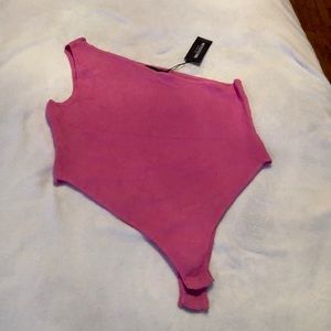 PRETTY LITTLE THINGS WOMEN ONE SHOULDER PINK BODYSUIT SZ  XL